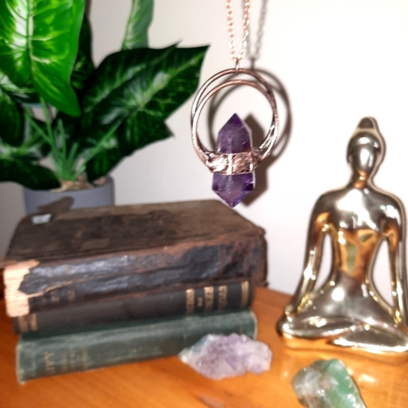 Amethyst Necklace Crystal Jewelry Large Amethyst necklace - Picture 3 of 5